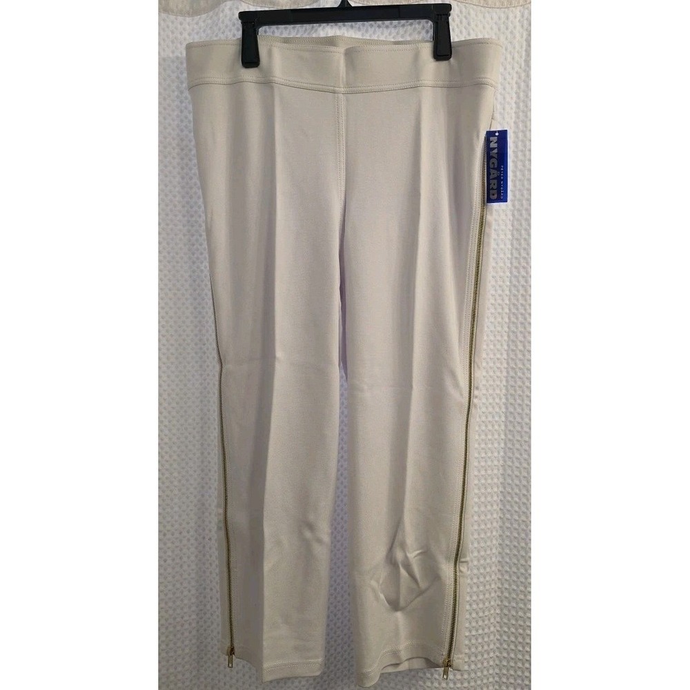 NEW Peter Nygard Capri Pants White Stretch Women Zip‎ On Both Sides Pull On 1X
